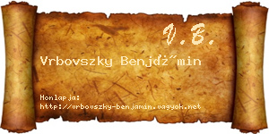 Vrbovszky Benjámin névjegykártya